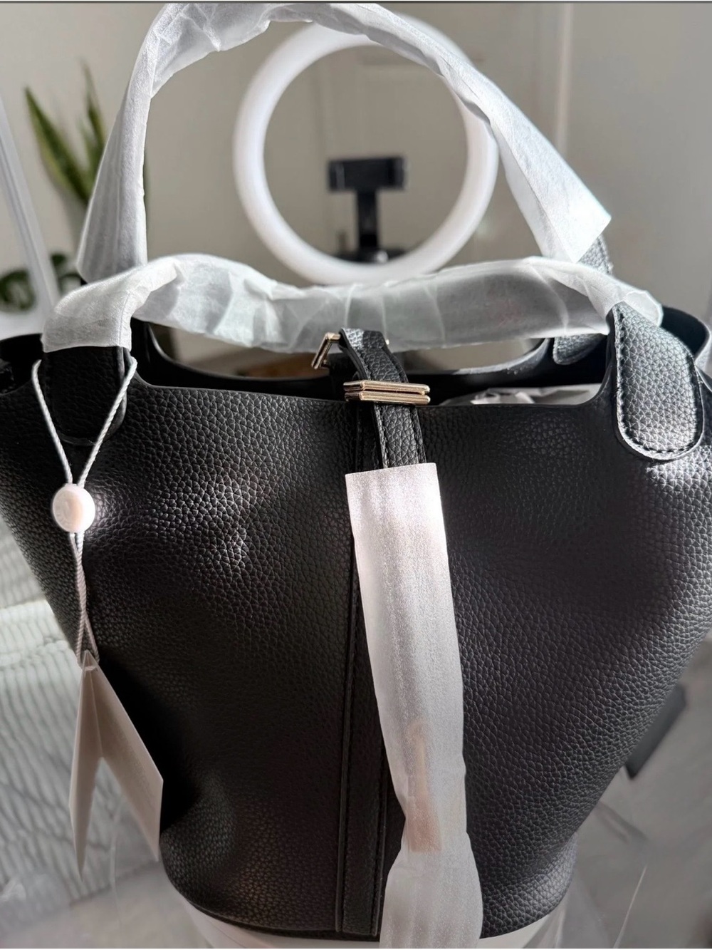 Valentino Orlandi Black Pebbled Leather Tote